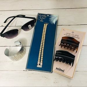 Accessory Bundle. Silver Cuff Bracelet Sunglasses